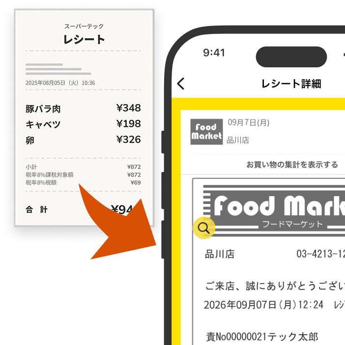 レシートがアプリに自動で届く